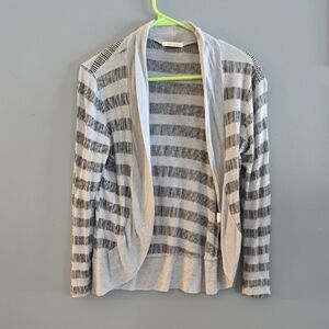 Tea n Rose Gray and Black Striped Cardigan